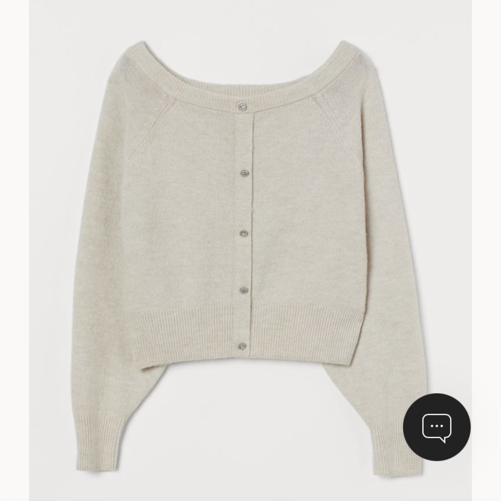 Soft boat neck beige sweater cardigan